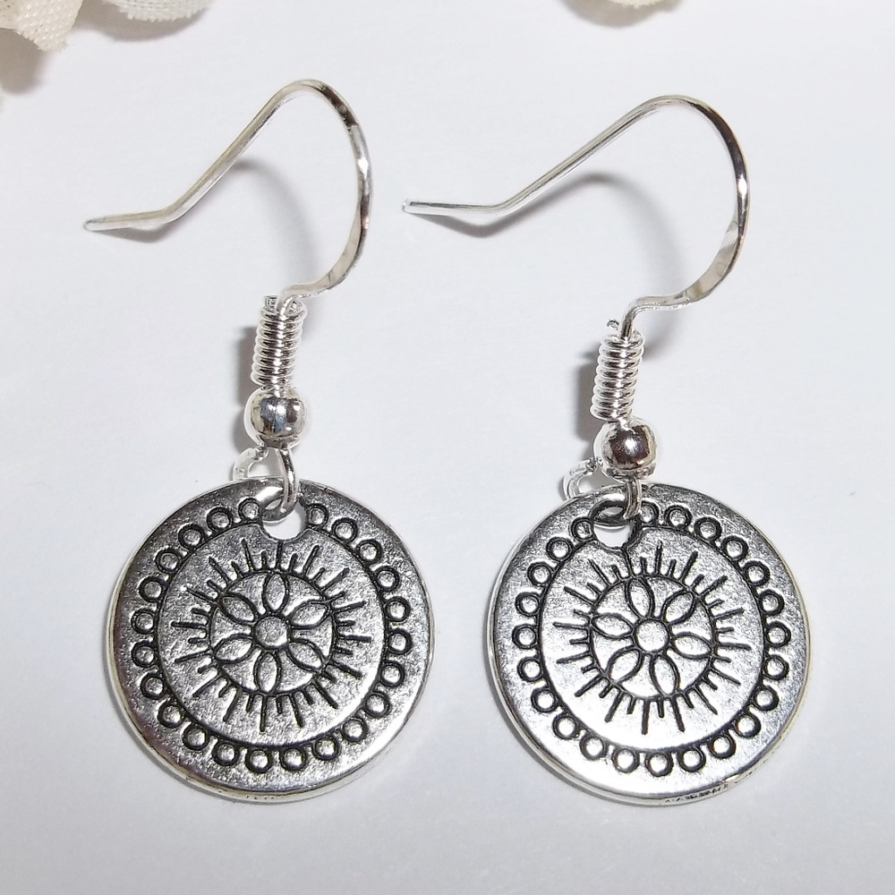 Modern Mandala Earrings Boho Bohemian Dangle 1563 - Picture 1 of 6